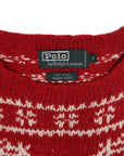 Ralph Lauren Red Knit Sweater with Reindeer Detail. Shoulder: 18", Bust: 18.5", Hip: 14.5"