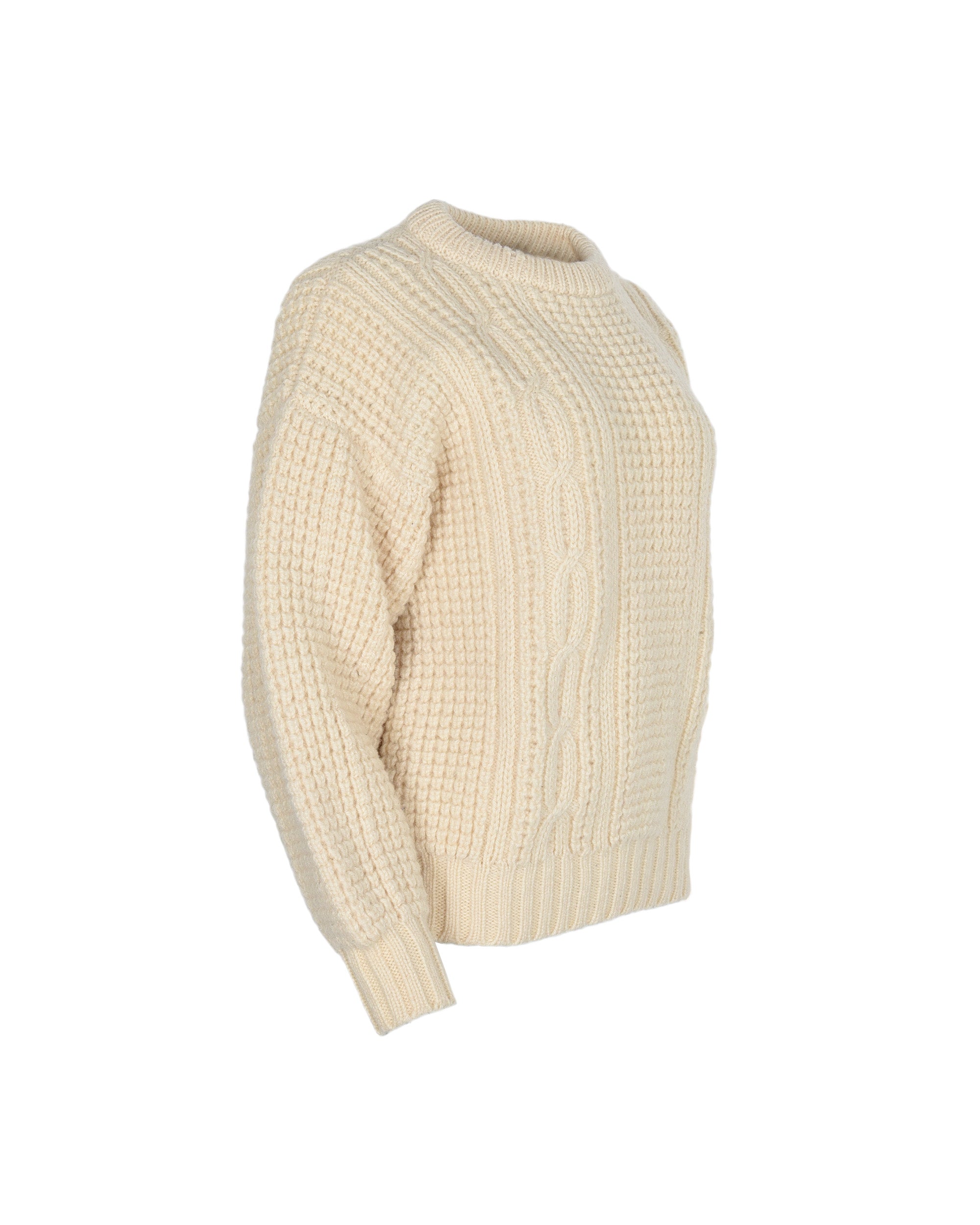 Chunky Knit White Sweater made of Wool. Shoulder: 16&quot;, Bust: 20.5&quot;, Hip: 16&quot;